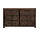 Modern-Rustic Design 1pc Wooden Dresser of 6X Drawers Distressed Espresso Finish Plank Style Detailing Bedroom Furniture B01165807