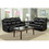 Comfortable Double Reclining Sofa 1pc Black Bonded Leather Match Solid Wood Plywood Frame Living Room Furniture B01166426