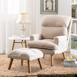 Soft Comfortable 1pc Accent Click Clack Chair with Ottoman Beige Fabric Upholstered Oak Finish Legs Living Room Furniture B01166679