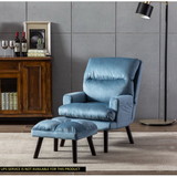 Soft Comfortable 1pc Accent Click Clack Chair with Ottoman Light Blue Fabric Upholstered Black Finish Legs Living Room Furniture B01166680