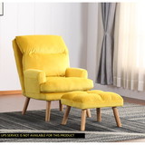 Soft Comfortable 1pc Accent Click Clack Chair with Ottoman Yellow Fabric Upholstered Oak Finish Legs Living Room Furniture B01166681