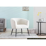 Modern Style 1pc Accent Chair White Sheep Wool-Like Fabric Covered Metal Legs Stylish Living Room Furniture B01166683