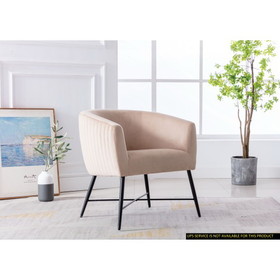 Luxurious Design 1pc Accent Chair Beige Velvet Clean Line Design Fabric Upholstered Metal Legs Stylish Living Room Furniture B01166684