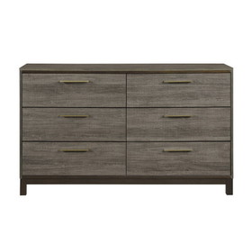 Contemporary Styling 1pc Dresser of 6x Drawers with Antique Bar Pulls Two-Tone Finish Wooden Bedroom Furniture B01167248
