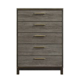 Contemporary Styling 1Pc Chest of 5X Drawers with Antique Bar Pulls Two-Tone Finish Wooden Bedroom Furniture B01167249