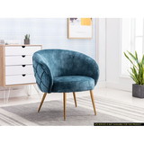 Gorgeous Living Room Accent Chair 1pc Button-Tufted Back Covering Blue Fabric Upholstered Metal Legs B01167363