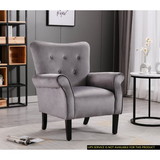 Stylish Living Room Furniture 1pc Accent Chair Grey Button-Tufted Back Rolled-Arms Black Legs Modern Design Furniture B01167615