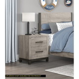 Attractive Gray Finish 1pc Nightstand of 2x Drawers Metal Bar Hardware Premium Melamine Board Wooden Bedroom Furniture B01168625