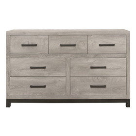 Attractive Gray Finish 1pc Dresser of 7x Drawers Metal Bar Hardware Premium Melamine Board Wooden Bedroom Furniture B01168630
