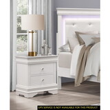 Traditional Design Bedroom Furniture 1pc Nightstand of 3x Drawers Faux Alligator Embossed Fronts White Finish Wooden Furniture B01171516