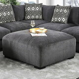 Living Room Lounge Ottoman Gray Chenille Fabric Comfort Cozy Plush Seat foam Wooden Legs 1pc Ottoman Only.