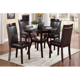 Espresso Finish 5pc Dinette Set Table with Open Display Shelf 4x Side Chairs Faux Leather Upholstered Contemporary Dining Room Furniture B01181169