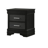 1pc Modern Glam Style Two Drawers Nightstand Black Finish Solid Wood Crystal-Like Button Tufted B01181413