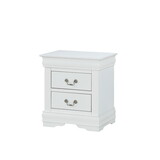 1pc White Finish Two Drawers Louis Philip Nightstand Solid Wood Contemporary & Simple Style B01181968
