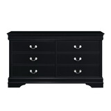 Traditional Design Black Finish Dresser of 6x Drawers 1pc Classic Louis Phillippe Style Bedroom Furniture B01182190