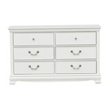 Classic Traditional Style Dresser of 6x Drawers White Finish Bedroom Antique Handles Wooden Furniture B01182191