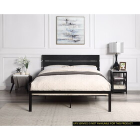 Black Metal Frame Queen Size Bed 1pc B01183258