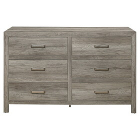 Rusticated Style Weathered Gray Finish 1pc Dresser of 6x Drawers Transitional Bedroom Wooden Furniture B01191703