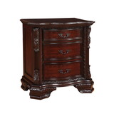 1pc Traditional Nightstand End Table with Three Storage Drawers Brown Cherry Decorative Drawer Pulls Solid Wood Bedroom Furniture B011P143963