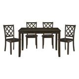 Classic Transitional 5pc Dining Set Dining Table and Four Side Chairs Set Charcoal Finish Lattice-Back Chairs Wooden Dining Furniture Set B011P144223