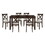 Dark Chery Finish Wooden Dining Set 7pc Dining Table and Beige Side Chairs Transitional Kitchen Breakfast Furniture Set B011P144388