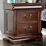 Traditional Style Cherry 1pc Nightstand Only Solid wood 2-Drawers Hidden Top Drawer Intricate Accents Bedside Table Bedroom B01149999