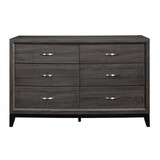 Contemporary Design 1pc 6-Drawers Dresser Gray Finish Polished Hardware Wooden Bedroom Furniture B01146482