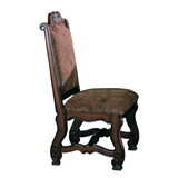 2pc Formal Traditional Dining Side Chair with Upholstered Padded Seat and Back Dining Room Solid Wood Furniture Luscious Brown Finish and Intricate Carved Detail B011P145132