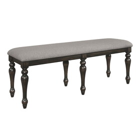 1pc Transitional Vintage Style Standard Height Dining Bench Gray Fabric Upholstery Solid Wood Wooden Dining Room Furniture B011108909