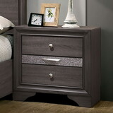 Contemporary 1pc Nightstand Gray Finish Silver Accents Hidden Jewelry Drawer Nickel Round Knob Bedside Table Bedroom Furniture B011P145825