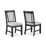 2pc Contemporary Dining Side Chair Upholstered Padded Seat Back Gray Finish Wooden Furniture Dining Room B011P146013