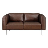 Modern Design Brown Genuine Leather Loveseat 1pc Luxurious Office Seating Living Room Furniture B011P146403