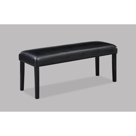1pc Contemporary Style Black Faux Leather Upholstery Dining Bench Tapered Legs Wooden Dining Room Furniture B011P149002
