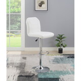 Adjustable Bar stool Chair White Faux Leather Clean Lines Seat Chrome Base Modern Set of 2 Chairs / Bar Stool Dining Kitchen B011P151352