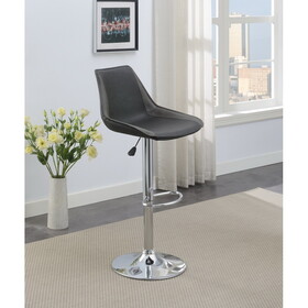 Dining Kitchen Adjustable Bar stool Chair Ebony Color Wax Polyurethane Leather Chrome Base Modern Set of 2 Chairs / Bar Stool B011P151354