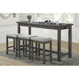 4pc Counter Height Dining Set Gray Finish Counter Height Table w Drawer Built-in USB Ports Power Outlets and 3 Stools Casual Dining Furniture B011P151856