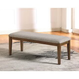 Transitional 1pc Bench Only Walnut Solid wood Light Gray 100% Polyester Fabric Upholstered Padded Seat Dining Room Furniture P-B011P158093