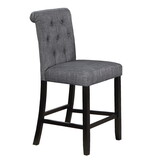 Charcoal Fabric Set of 2pc Counter Height Dining Chairs Contemporary Plush Cushion High Chairs Nailheads Trim Tufted Back Chair Kitchen Dining Room P-B011119660