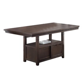 Dining Room Furniture Counter Height Dining Table Rustic Espresso Table w Storage Base Wooden Top 1pc Rectangular Counter HT. Table Only P-B011P160105