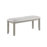 1pc Gray Finish Standard Height Dining Bench White Fabric Upholstered Seat Tapered Legs Contemporary Transitional Style Dining Room Wooden Furniture B011P162533