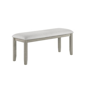 1pc Gray Finish Standard Height Dining Bench White Fabric Upholstered Seat Tapered Legs Contemporary Transitional Style Dining Room Wooden Furniture B011P162533