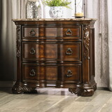 Formal Traditional 1pc Nightstand Only Brown Cherry Solid wood 3-Drawers Faux Wood Carved Details Genuine Marble Top Bedside Table Bedroom Furniture B011P145824