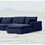 Modern 17" Petite Size Ottoman, Premium Fabric Upholstered 1-pc Living Room Cube Shape Ottoman with Plush Seat Cushion, Navy B011P162831