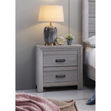 1pc Contemporary Nightstand End Table with Two Storage Drawers Gray Rustic Finish Bedroom Wooden Furniture B011P163844