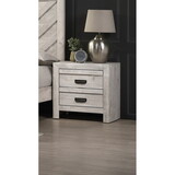 1pc Contemporary Nightstand End Table with Two Storage Drawers Rustic Beige Gray Finish Bedroom Wooden Furniture B011P163879