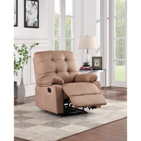 Contemporary Peat Color Plush Microfiber Motion Recliner Chair 1pc Couch Manual Motion Plush Armrest Tufted Back Living Room Furniture B011P163843
