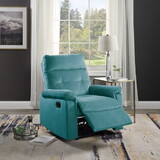 Luxurious Velvet Teal Blue Color Motion Recliner Chair 1pc Couch Manual Motion Plush Armrest Tufted Back Living Room Furniture Chair B011P163885