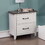 White Color Nightstand Bedroom 1pc Nightstand Solid wood Black Appliance Pull 2-Drawers bedside Table Gray Top, Two Tone Finish B011P165673