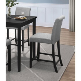 Counter Height Chairs Set of 2 Black Finish Upholstered Gray Padded Seat Back Transitional Dining Kitchen Wooden Furniture B011P168508