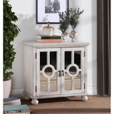 Classic Storage Cabinet Antique White 1pc Modern Traditional Accent Chest with Mirror Doors Pendant Pulls Wooden Furniture Living Room Bedroom B011P169757